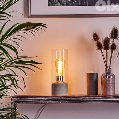 EGLO Torvisco Industrial Cylinder Lamp – Grey Concrete Look & Glass