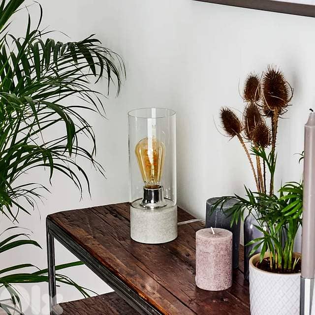 EGLO Torvisco Industrial Cylinder Lamp – Grey Concrete Look & Glass 4