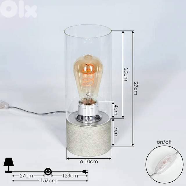 EGLO Torvisco Industrial Cylinder Lamp – Grey Concrete Look & Glass 5