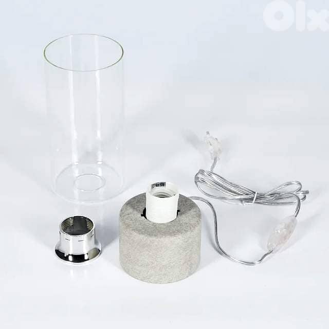 EGLO Torvisco Industrial Cylinder Lamp – Grey Concrete Look & Glass 6