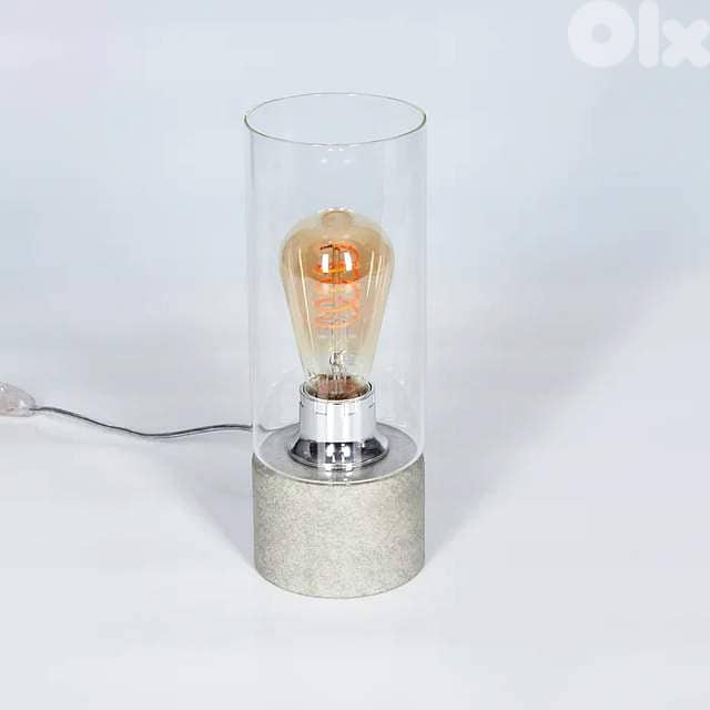 EGLO Torvisco Industrial Cylinder Lamp – Grey Concrete Look & Glass 8