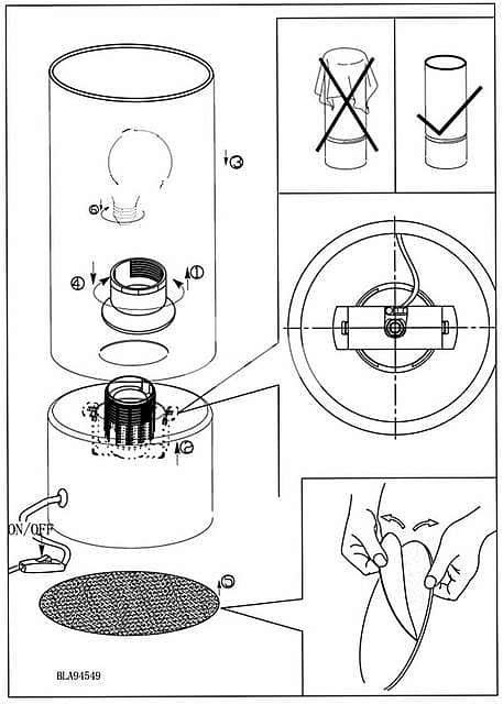 EGLO Torvisco Industrial Cylinder Lamp – Grey Concrete Look & Glass 10