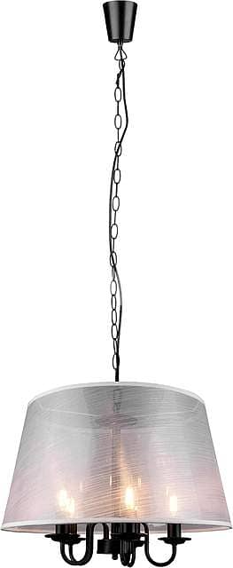 RL Cima Pendant Light: White Fabric Shade with Matte Black Core, 5xE14 6