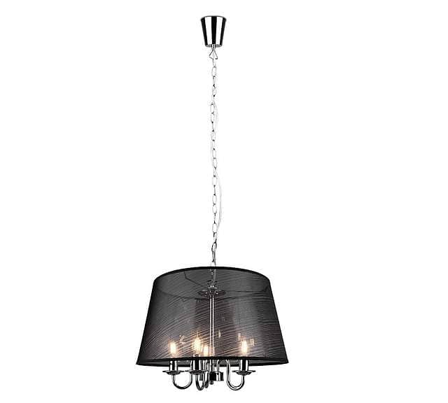 RL Cima Pendant Light: Black Organza Shade with Chrome Core, 5xE14 6