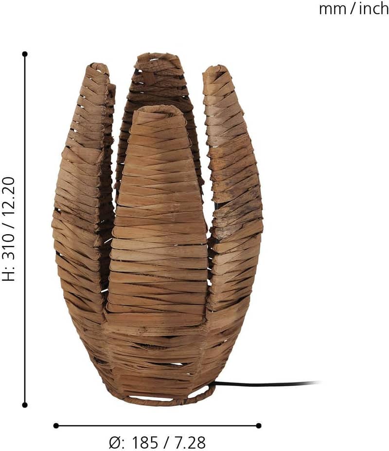 EGLO Mongu Woven Table Lamp – Raffia Steel Boho Bedside Light, 1 Flame 4