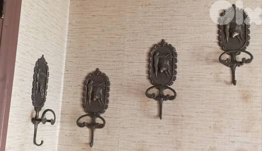 Vintage Mid-Century Bronze Wall Hangers.