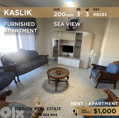 Apartment for rent in Kaslik RB283 شقة للإيجار في كسليك
