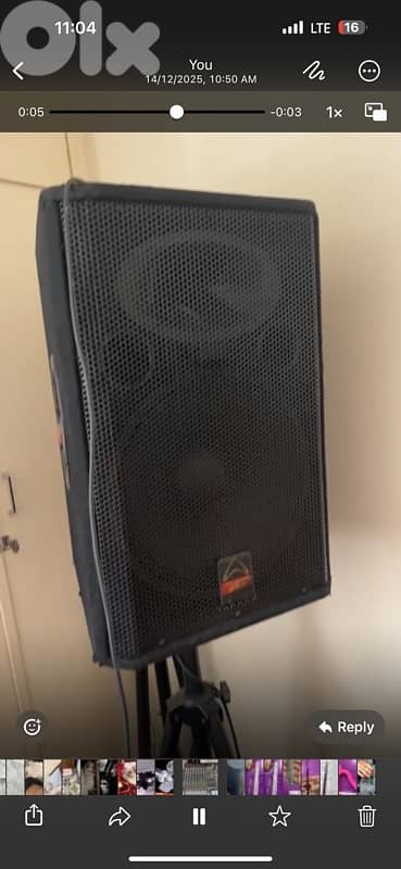 2 speakers and 2 stands with mixer and micro 1