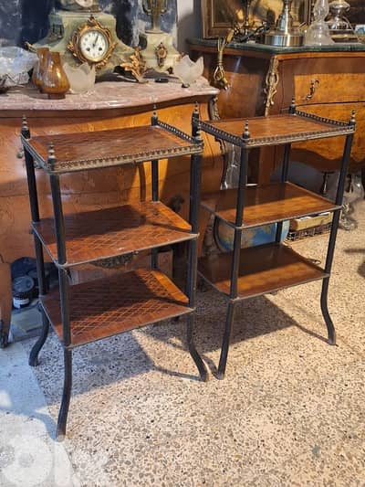 pair of antique english shelves stands