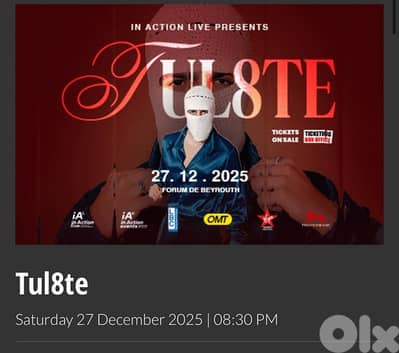 Tul8te  seated tickets 3 for 155$ instead of 180$