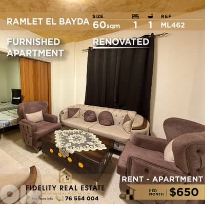 Apartment for rent Ramlet El Bayda ML462 شقة  للإيجار في رملة البيضاء