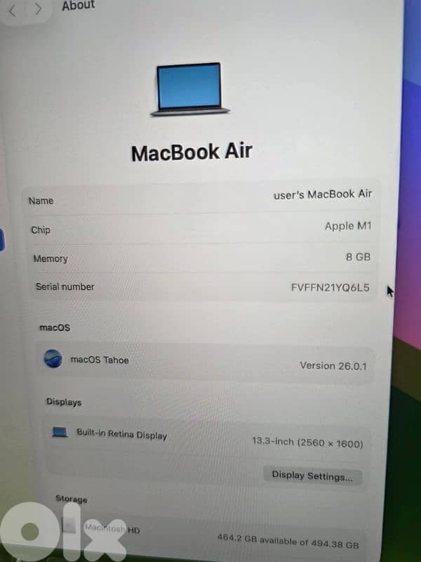 MACBOOK AIR M1 2021 LIKE NEW ZERO SCRATCH WITH ORGINAL CHARGE 4