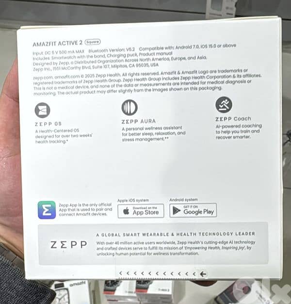 Amazfit Active 2 premium version Square Black Leather 1