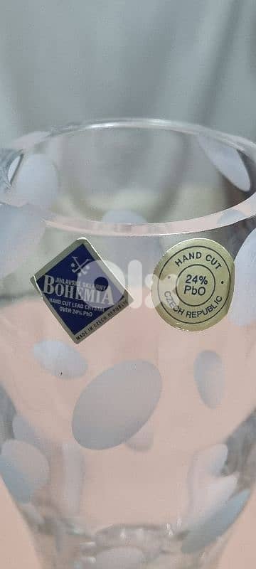 BOHEMIA Crystal Vase hand cut in Czech Republic 1