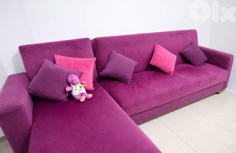 Modern Purple Corner Sofa – Comfortable & Clean 1
