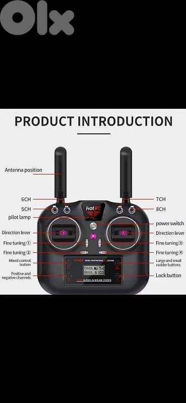 Hot Rc 8channel Transmitter with receiver (Radio, Remote controll) 3