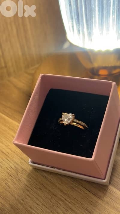 Real Pandora Double Band Heart Ring