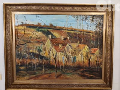 oil on canvas,pissarro,huge painting,100x130cm,with wood frame