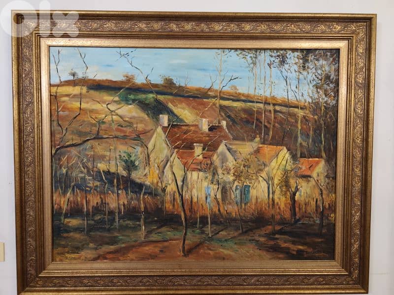 oil on canvas,pissarro,huge painting,100x130cm,with wood frame 1