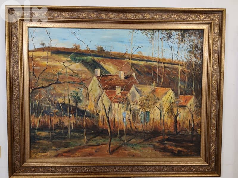 oil on canvas,pissarro,huge painting,100x130cm,with wood frame 4