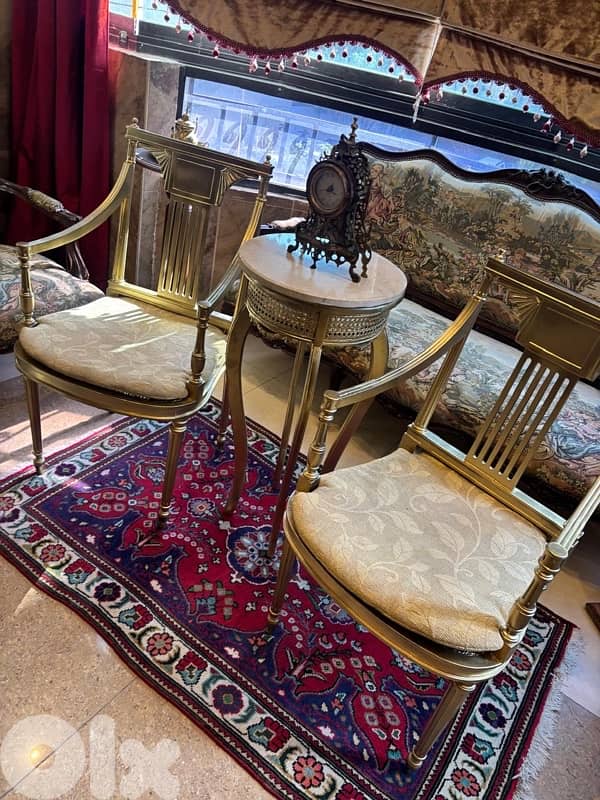 2 chairs and table 9