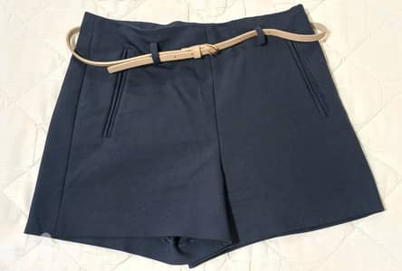 New Woman Navy Short with Belt (Made in Spain)