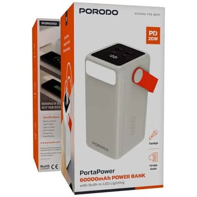Porodo PortaPower 60000mAh Power Bank with Built-In LED Lighting