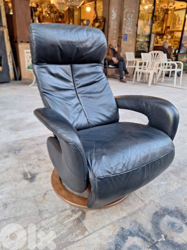 recliner and swivel chair genuine real leather original brand hukla 1