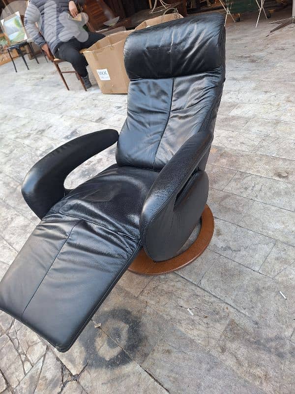 recliner and swivel chair genuine real leather original brand hukla 8
