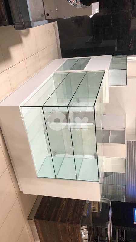 Glass Display Counter, White Base, 3-Shelf Showcase, Perfect for Shops 2