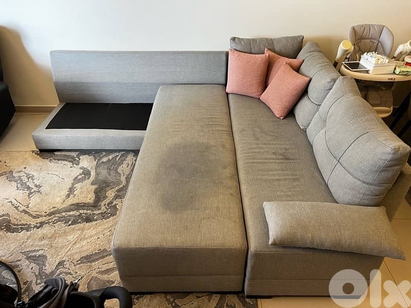 grey sofa/bed 2.8 m/ 2m 1