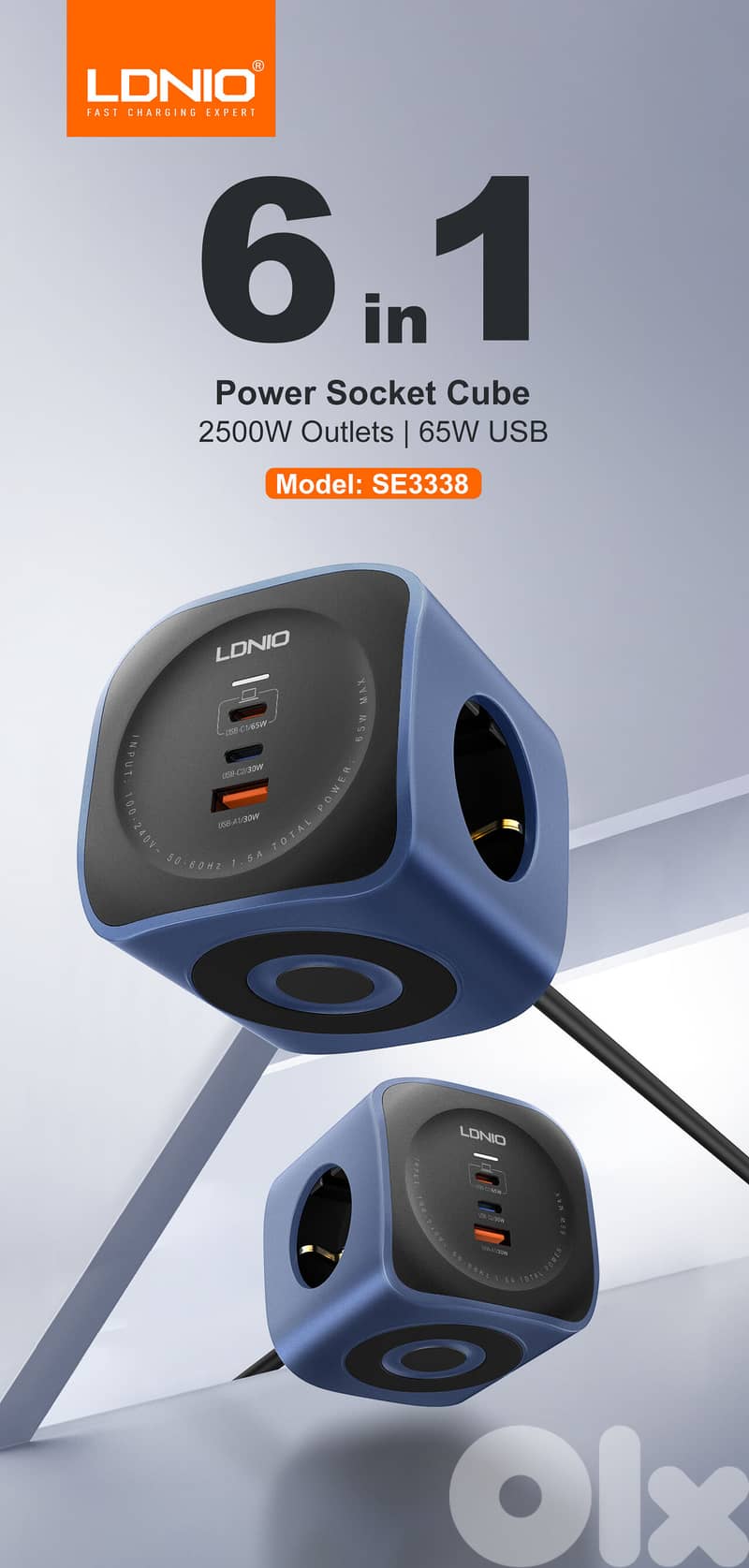 LDNIO SE3338 6 in 1 Power Socket Cube 1