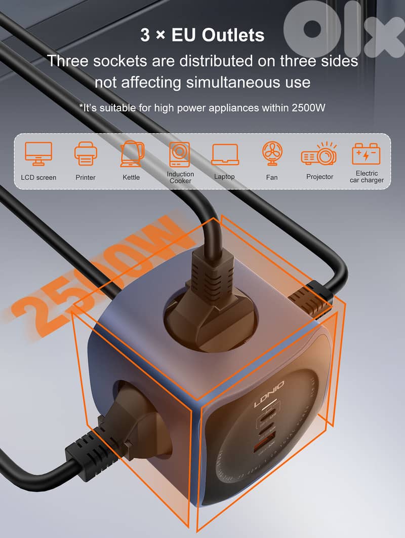 LDNIO SE3338 6 in 1 Power Socket Cube 2