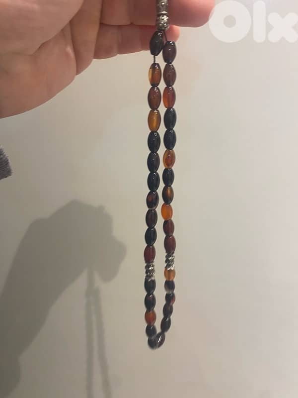 مسبحة عقيق يمني مع شرابة فضة 3