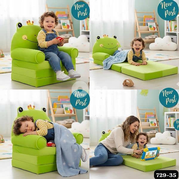 Foldable 3 Layers Cartoon Design Sofa Bed Chair for Kids 2