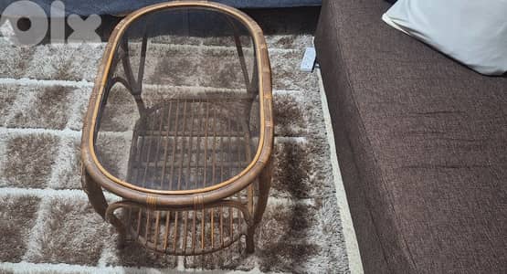 sofa and bamboo coffee table