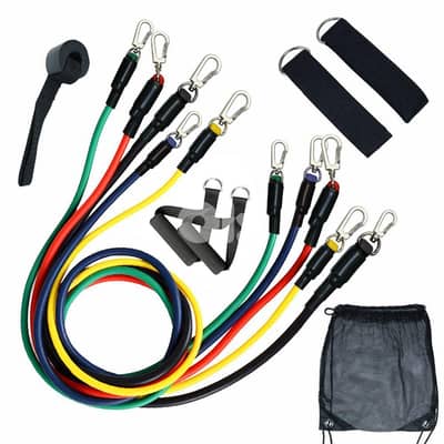 5-Piece Fitness Resistance Bands & Strap Set, 5-Level Ropes, Carry Bag