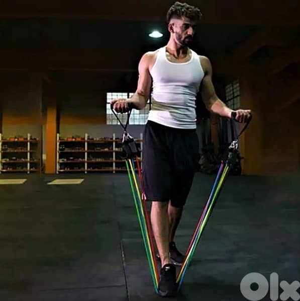 5-Piece Fitness Resistance Bands & Strap Set, 5-Level Ropes, Carry Bag 1