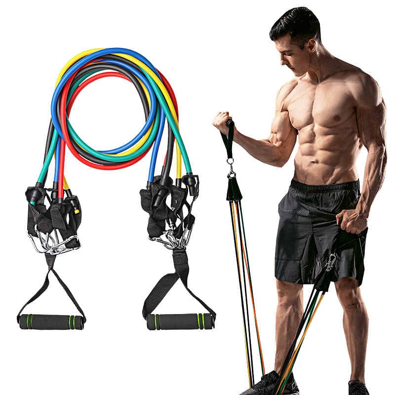 5-Piece Fitness Resistance Bands & Strap Set, 5-Level Ropes, Carry Bag 4