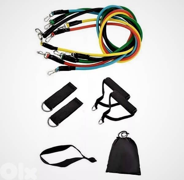 5-Piece Fitness Resistance Bands & Strap Set, 5-Level Ropes, Carry Bag 7