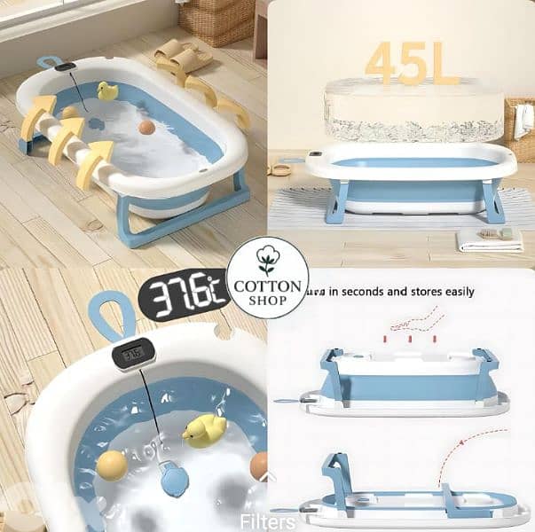 Foldable Baby Bathtub With built-in Digital Thermometer 2