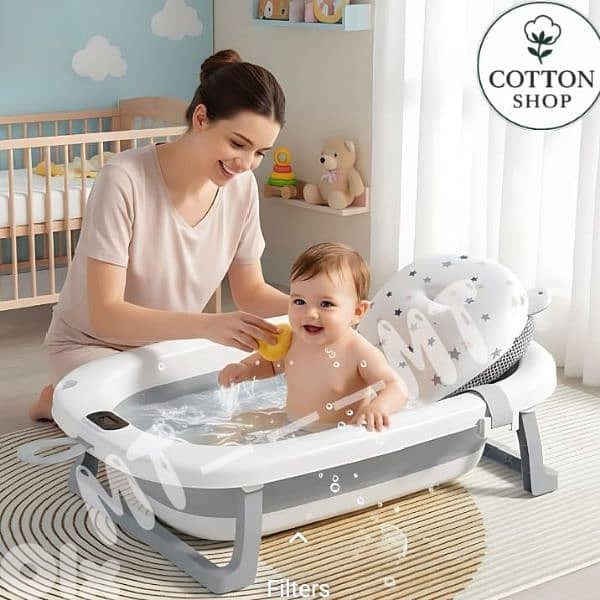 Foldable Baby Bathtub With built-in Digital Thermometer 3