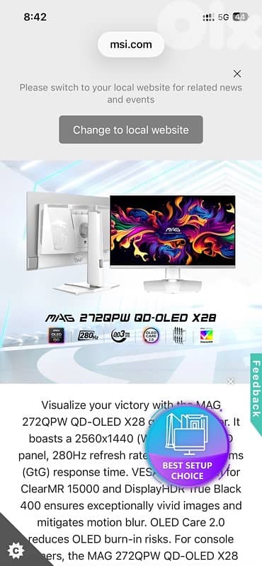 msi Oled 27inch 2k 280hz 1