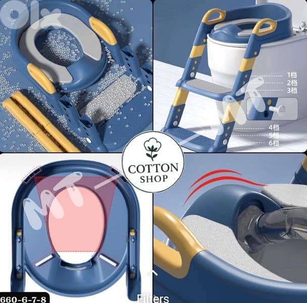 Kids’ Potty Training Toilet Seat With Foldable & Wide Step Stool 1