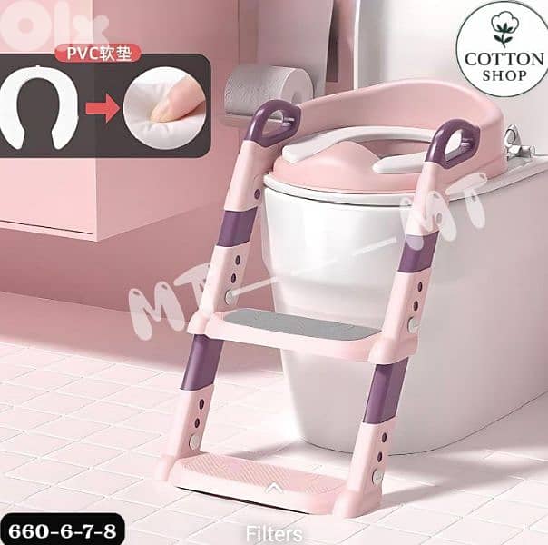 Kids’ Potty Training Toilet Seat With Foldable & Wide Step Stool 4