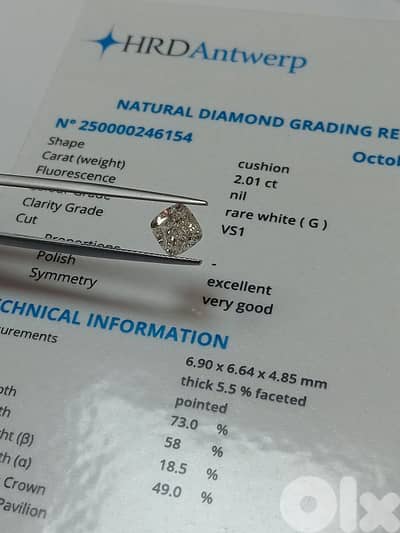 certified diamond  2 ct cushion  cut,