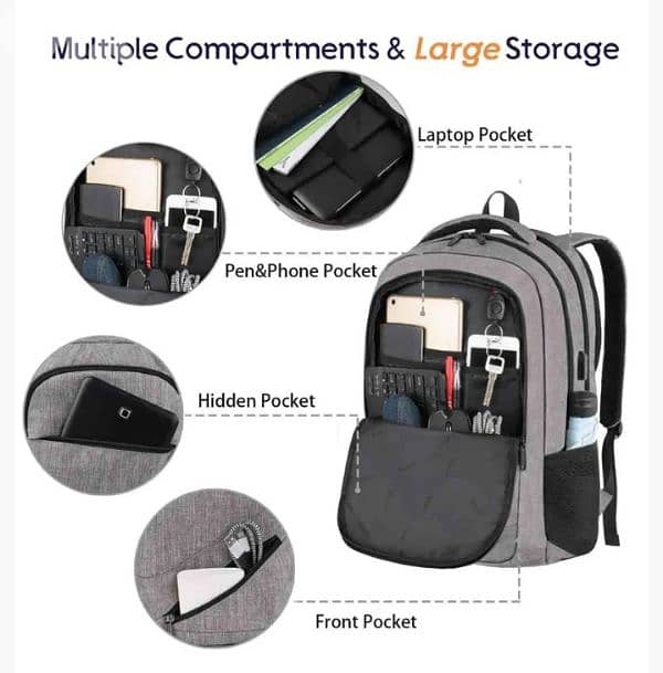15.6" Laptop Waterproof Backpack With USB Charging Port 2