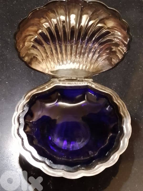 Eberle Brazil Antique Silver Plated Shell Shape Butter or Caviar Dish 1