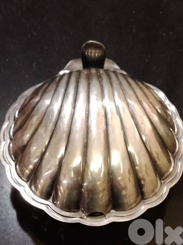 Eberle Brazil Antique Silver Plated Shell Shape Butter or Caviar Dish 2