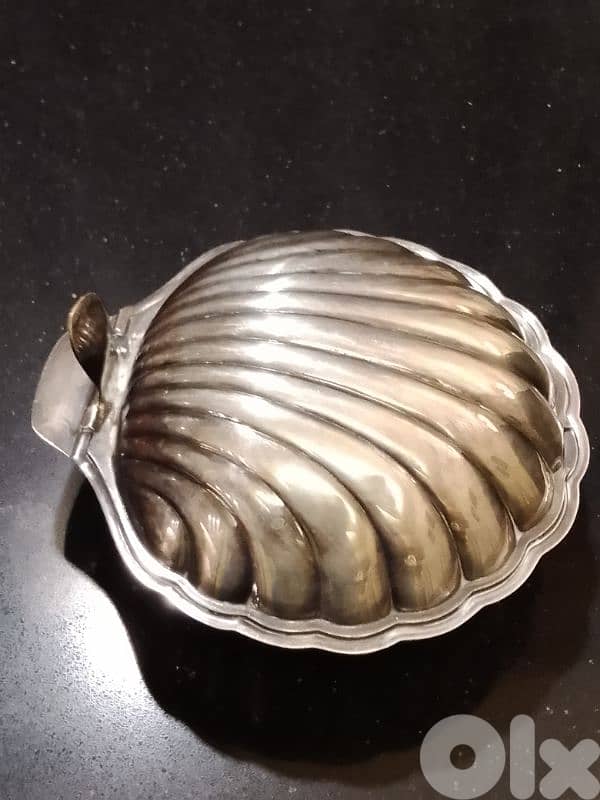 Eberle Brazil Antique Silver Plated Shell Shape Butter or Caviar Dish 3